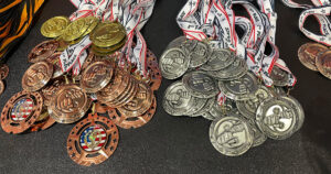 Award medals from a martial arts tournament