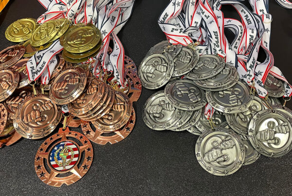 Award medals from a martial arts tournament