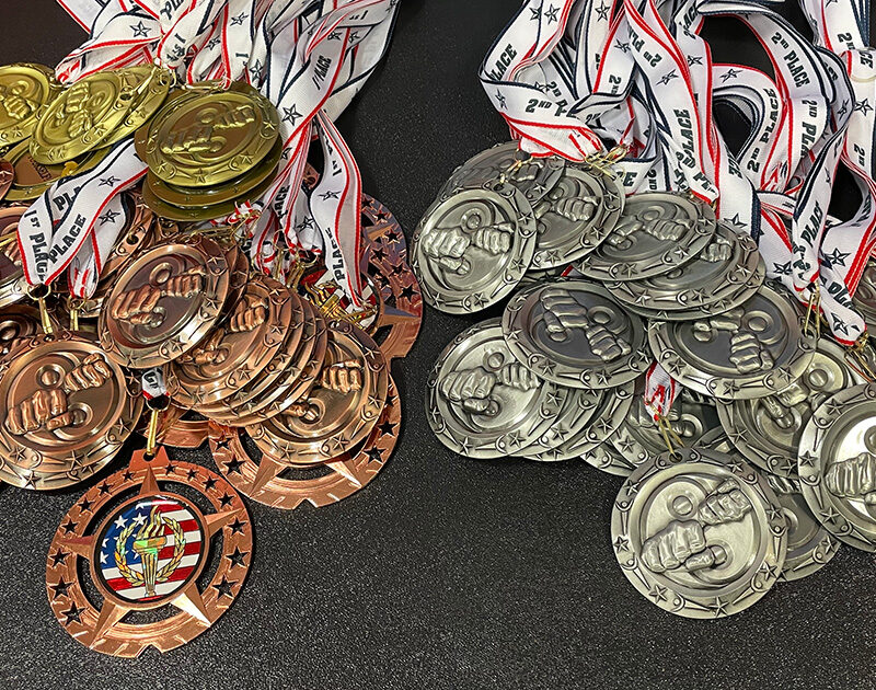 Award medals from a martial arts tournament