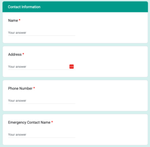 Filling out the Google form for the Metamora Park District