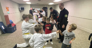 Metamora Martial Arts karate class shows students working on the shuto technique