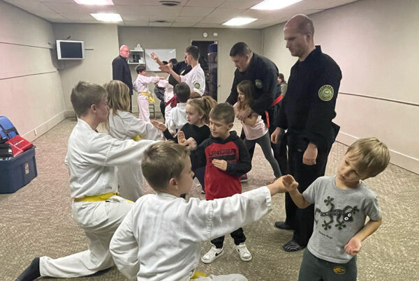 Metamora Martial Arts karate class shows students working on the shuto technique