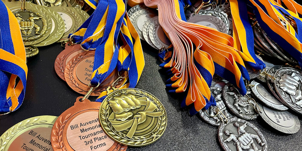 Medal awards at a martial arts tournament