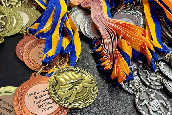 Medal awards at a martial arts tournament