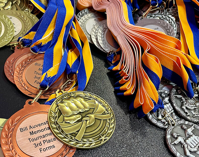 Medal awards at a martial arts tournament