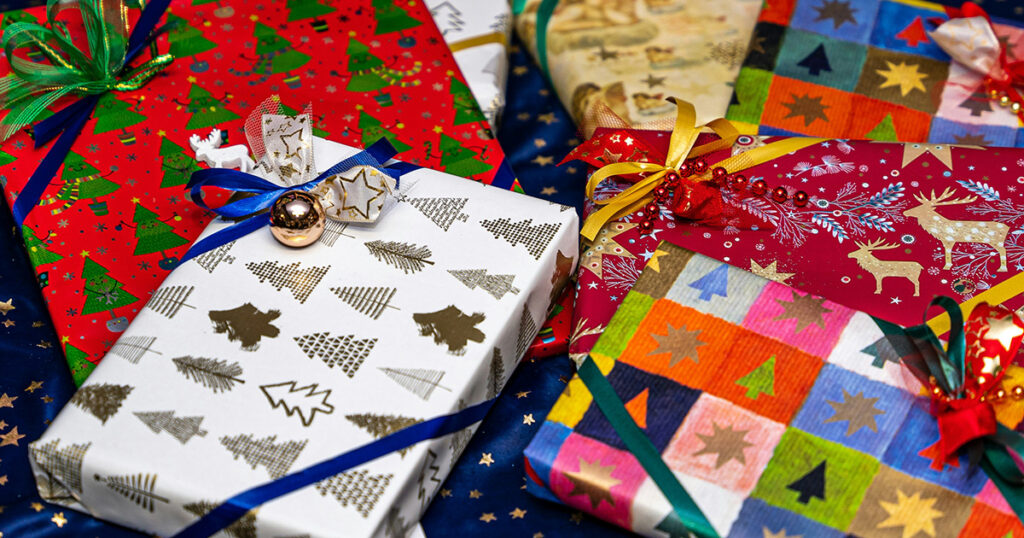 Neatly wrapped presents for the holiday season