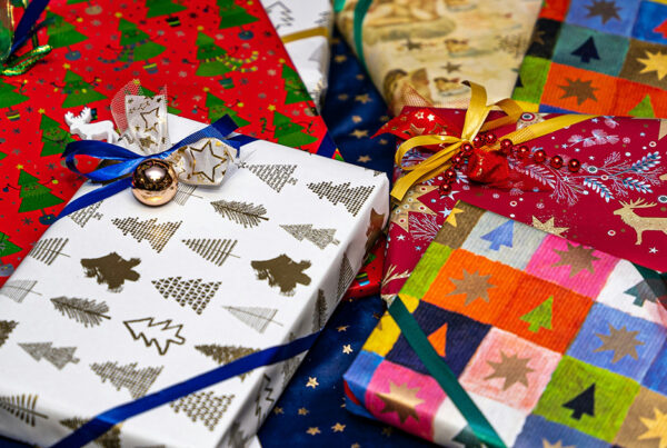 Neatly wrapped presents for the holiday season