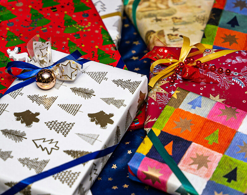 Neatly wrapped presents for the holiday season