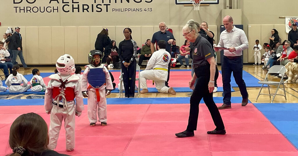 Adam Bockler judges sparring at the 2024 Midwest Open